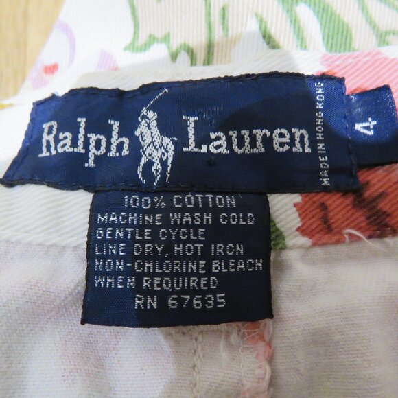 VINTAGE RALPH LAUREN Floral Midi Pencil Skirt in White Denim Preppy Cottagecore - Picture 16 of 16